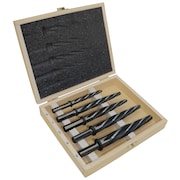 Drill America HSS Bridge/Construction Reamer Set - 5 Piece, 1/2" Shank Wooden Case KFDRBSS5PC-SET